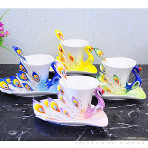 Creative ceramic mugs with spoon and 12 constellation images on the mugs